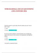 NFHS BASEBALL RULES QUESTIONS AND ANSWERS 2024