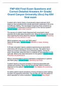 FNP 654 Final Exam Questions and Correct Detailed Answers A+ Grade| Grand Canyon University (Gcu) fnp 654 final exam