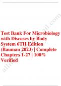 Test bank for microbiology with diseases by body system 6th edition bauman Latest update 2023-2024