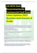 CLG 0010 DoD Governmentwide Commercial Card Exam Latest Updates 2023 Question And Answers A Grade. 