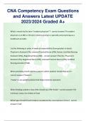 CNA Competency Exam Questions and Answers Latest UPDATE 2023/2024 Graded A+ 