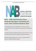 RCAL - NAB Administrator Exam (Federal) Questions Containing 279 terms with Certified Solutions 2024 