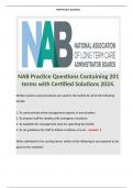 NAB Practice Questions Containing 201 terms with Certified Solutions 2024. 