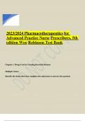 Pharmacotherapeutics for Advanced Practice Nurse Prescribers, 5th edition Woo Robinson Test Bank ALL CHAPTERS