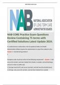 NAB CORE Practice Exam Questions Review Containing 75 terms with Certified Solutions Latest Update 2024. 