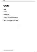 OCR A Level  Biology A  H420/01: PAPER 1 JUNE 2023 FINAL MARK SCHEME  Biological processes 