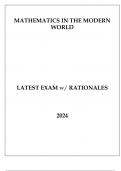 MATHEMATICS IN THE MODERN WORLD LATEST EXAM WITH RATIONALE