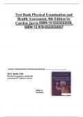 Test Bank Physical Examination and Health Assessment, 8th Edition by Carolyn Jarvis ISBN-10 0323532039,  ISBN-13 978-0323532037