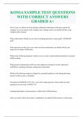 KOSSA SAMPLE TEST QUESTIONS  WITH CORRECT ANSWERS  GRADED A+ 