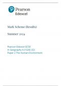 GCSE EDEXCEL June 2024 Geography A Paper 2 Mark Scheme 