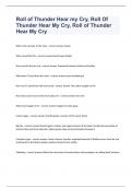 Roll of Thunder Hear my Cry, Roll Of Thunder Hear My Cry, Roll of Thunder Hear My Cry Questions with complete solution 2023/2024