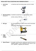 WOOD SHOP TOOLS QUESTIONS AND ANSWERS EXAM #7