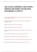 AQA A-LEVEL ECONOMICS 7136/1 PAPER 1 MARKETS AND MARKET FAILURE EXAM 2024 GRADED A+ LATEST!!! 