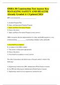 OSHA 30 Construction Test Answer Key MANAGING SAFETY AND HEALTH|Already Graded A+| Updated 2024