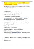 Data Analytics for Accounting - Midterm Set Questions And Answers