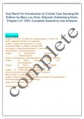 Test Bank For Introduction to Critical Care Nursing 8th Edition by Mary Lou Sole; Deborah Goldenberg Klein; Chapter1-21 100% Complete Questions and Answers