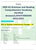 HESI A2 Grammar and Reading Comprehension Vocabulay (Verified Answers)LATESTVERSION 2022/2023 