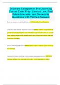 Delaware Salesperson Pre-Licensing Course Exam Prep: License Law, Real Estate Interests, and Ownership Questions with Verified Answers