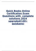 Quick Books Online Certification Exam Questions with  complete solutions 2024 upgraded(140+ quiz&ans)