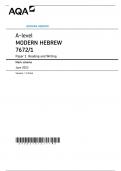 AQA A-level MODERN HEBREW _  7672/1 Paper 1 _ Mark scheme June 2023