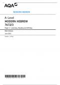 AQA A-Level MODERN HEBREW _  7672/3 Paper 3 _ Mark Scheme June 2023