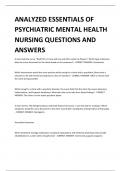 ANALYZED ESSENTIALS OF PSYCHIATRIC MENTAL HEALTH NURSING QUESTIONS AND ANSWERS 