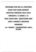 NR 511 MIDTERM EXAM TEST BANK NEWEST UPDATED VERSION 2023-2024 VERSION 1-5 (WEEK 1-7) REAL EXAM 500+ QU