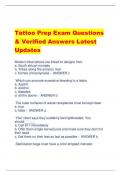 Tattoo Prep Exam Questions & Verified Answers Latest Updates