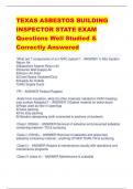 TEXAS ASBESTOS BUILDING INSPECTOR STATE EXAM Questions Well Studied & Correctly Answered