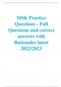 MSK Practice Questions and  answers with Rationales latest 2022/2023