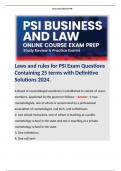 Laws and rules for PSI Exam Questions Containing 25 terms with Definitive Solutions 2024.  