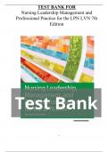 Test Bank For Nursing Leadership, Management, and Professional Practice for the LPN/LVN 7th Edition by Tamara R. Dahlkemper | 9781719641487 |Chapter 1-21 | Complete Questions and Answers A+