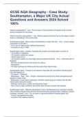 GCSE AQA Geography - Case Study: Southampton, a Major UK City Actual Questions and Answers 2024 Solved 100%