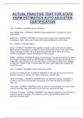 ACTUAL PRACTICE TEST FOR STATE  FARM ESTIMATICS AUTO ADJUSTER  CERTIFICATION