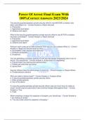 Power Of Arrest Final Exam With 100%Correct Answers 2023/2024 The security guard/proprietary private security officer's role BEFORE a violation has been committed is to: - Correct Answer-a. Watch and wait b. Prevention c. Apprehend and detain d. Observ