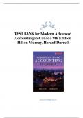 Test Bank for Modern Advanced Accounting in Canada 9th Edition Hilton Murray, Herauf Darrell