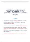 ASCP MLS LATEST(2 DIFFERENT VERSIONS) 210 REAL EXAM QUESTIONS AND CORRECT ANSWERS 2022-2024 VERSION 1 What feature is most often found with patients with a splenectomy on a Wright's stained blood smear? - ANSWER- Howell-Jolly bodies Patients with antib