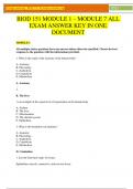 BIOD 151 MODULE 1 – MODULE 7 ALL EXAM ANSWER KEY IN ONE DOCUMENT MODULE 1 All multiple choice questions have one answer unless otherwise specified. Choose the best response to the question with the information provided. 1. What is the study of the structu