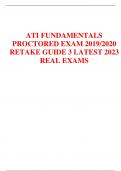 ATI FUNDAMENTALS PROCTORED EXAM 2019/2020 RETAKE GUIDE 3 LATEST 2023 REAL EXAM