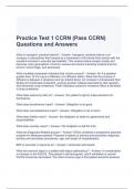 Practice Test 1 CCRN (Pass CCRN) Questions and Answers 100% correct