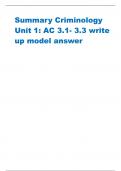 Summary Criminology Unit 1: AC 3.1- 3.3 write up model answer Domestic abuse stats - what source? - ANSWER-The Crime survey for England and wales year? - ANSWER-The 12-month period to year ending March 2020