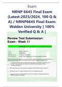 Exam NRNP 6645 Final Exam  (Latest-2023/2024, 100 Q &  A) / NRNP6645 Final Exam:  Walden University | 100%  Verified Q & A |