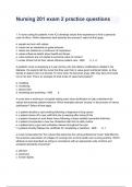 Nursing 201 exam 2 practice questions