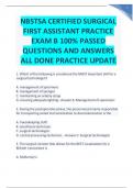 NBSTSA CERTIFIED SURGICAL FIRST ASSISTANT PRACTICE EXAM B 100% PASSED QUESTIONS AND ANSWERS ALL DONE PRACTICE UPDATE