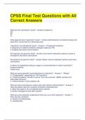 CPSS Final Test Questions with All Correct Answers