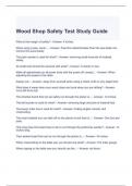 Wood Shop Safety Test Study Guide