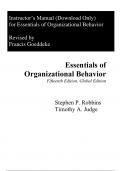 Instructor Solution Manual for Essentials of Organizational Behavior, Global Edition, 15th edition Stephen P. Robbins,  Timothy A. Judge