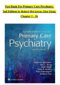 Primary Care Psychiatry, 2nd Edition TEST BANK by Robert McCarron, Glen Xiong, Verified Chapters 1 - 26, Complete Newest Version