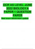 OCR AS LEVEL JUNE 2022 BIOLOGY A PAPER 1 QUESTION PAPER Real exam 20232/2024 update 