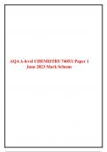 AQA A-level CHEMISTRY 7405/1 Paper 1  June 2023 together with Mark Scheme